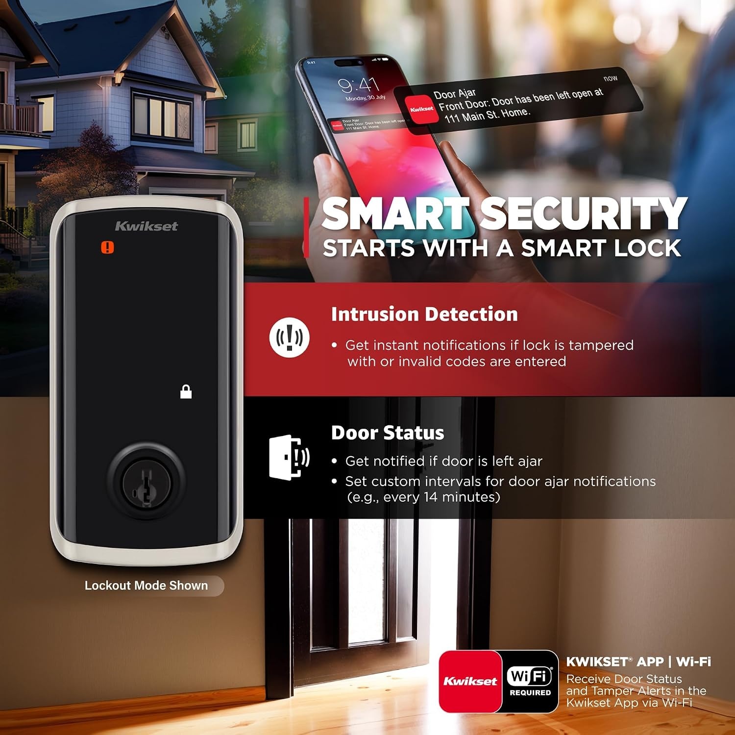 Kwikset Halo Select Plus Satin Nickel Touchscreen Apple Home Keys Tap-to-Unlock, Wi-Fi and Matter Enabled Smart Lock Deadbolt with Door Status Sensor and Intrusion Detection(Satin Nickel)