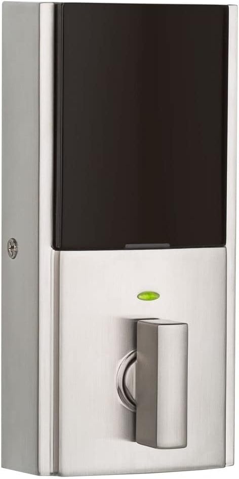 Kwikset 916 Contemporary Touchscreen SmartCode Electronic Deadbolt Smart Lock featuring SmartKey Security and ZigBee 3.0 Technology in Satin Nickel