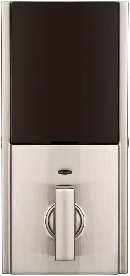 Kwikset 916 Contemporary Touchscreen SmartCode Electronic Deadbolt Smart Lock featuring SmartKey Security and ZigBee 3.0 Technology in Satin Nickel