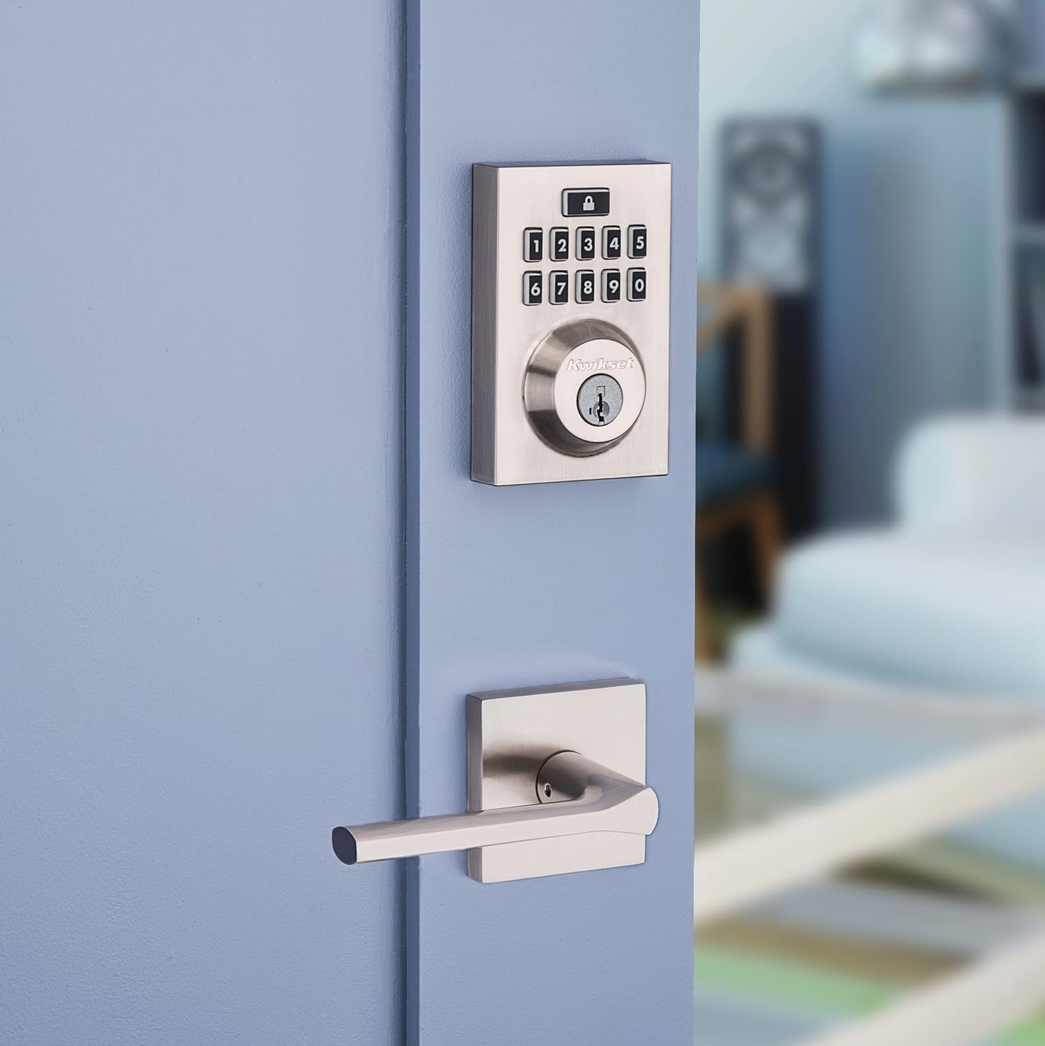Kwikset 914 Contemporary Keypad SmartCode Electronic Deadbolt Smart Lock featuring SmartKey Security and ZigBee 3.0 Technology in Venetian Bronze(Satin Nickel)