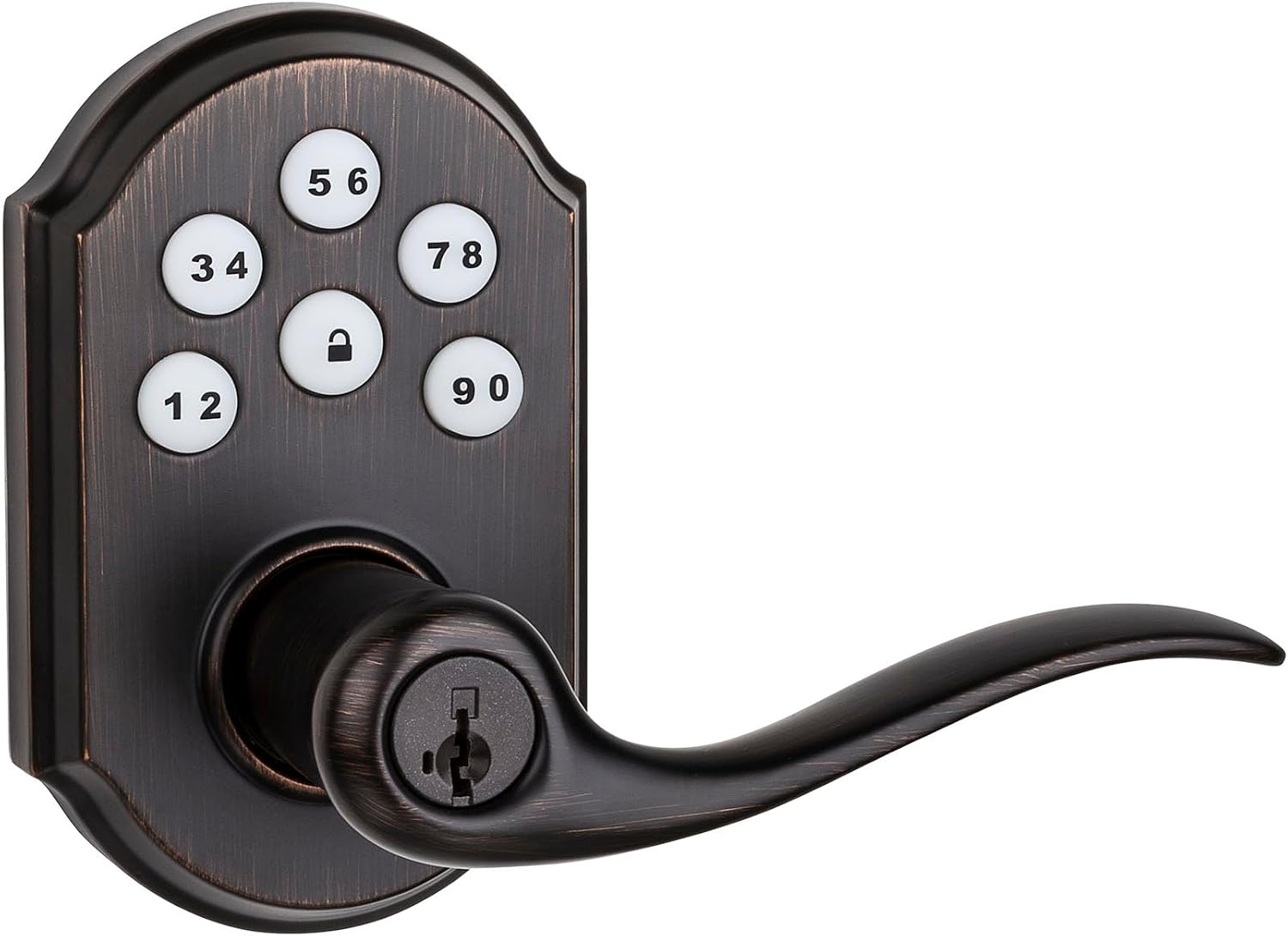 Kwikset Smartcode 912 Z-Wave Plus Keypad Lever Deadbolt Door Lock, One-Touch Locking, and Auto-Lock Enabled with Reversible Tustin Levers and SmartKey Security, Venetian Bronze(Venetian Bronze)
