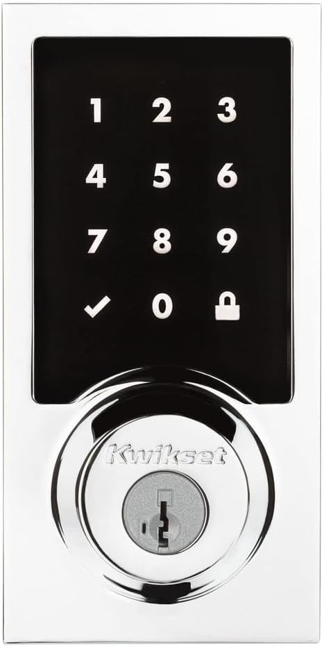 Kwikset 916 Keyless Entry Touchscreen SmartCode Electronic Deadbolt Smart Lock Featuring SmartKey Security and ZigBee 3.0 Technology in Contemporary Venetian Bronze, Zigbee Hub Sold Separately(Polished Chrome)