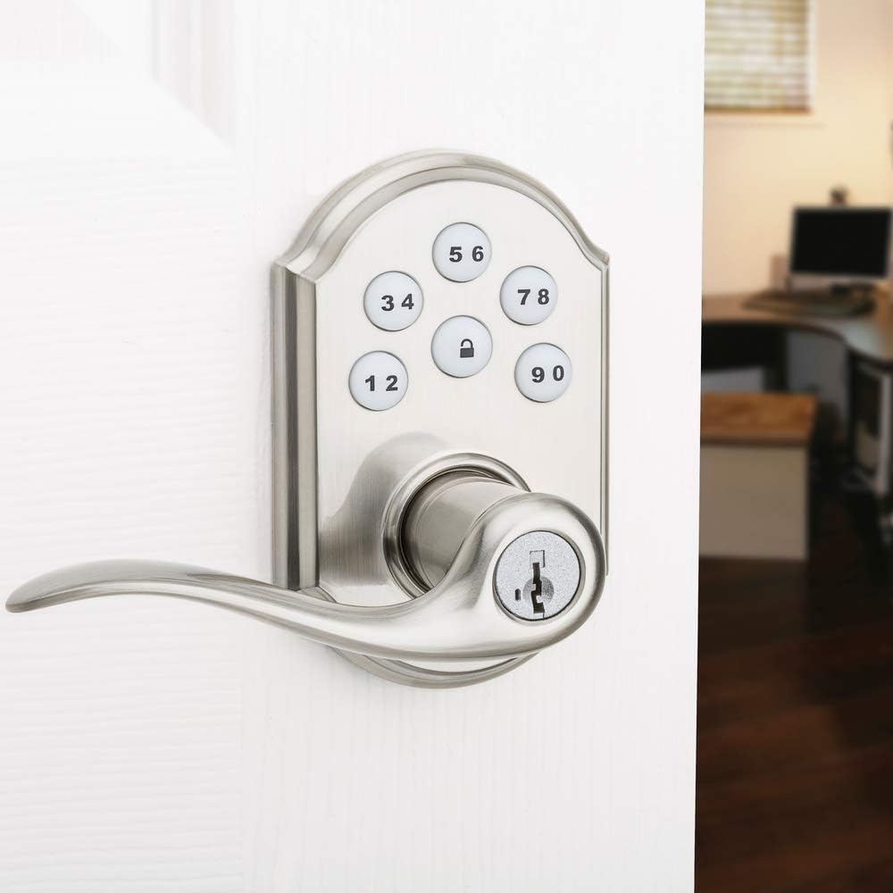Kwikset Smartcode 912 Z-Wave Plus Keypad Lever Deadbolt Door Lock, One-Touch Locking, and Auto-Lock Enabled with Reversible Tustin Levers and SmartKey Security, Venetian Bronze(Satin Nickel)
