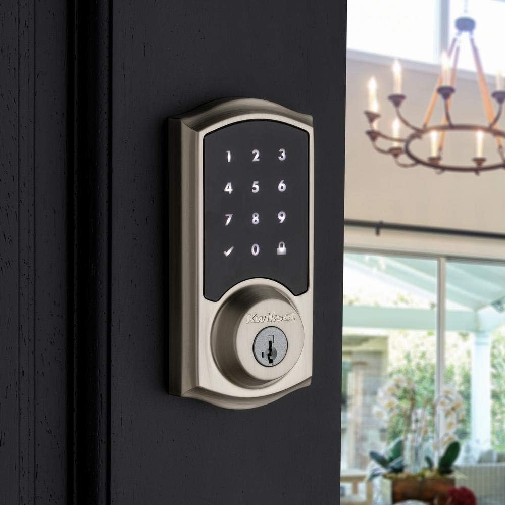 Kwikset 99160-021 SmartCode 916 Traditional Smart Lock Touchscreen Electronic Deadbolt Front Door Lock with SmartKey Security and Z-Wave Plus in Venetian Bronze(Satin Nickel)