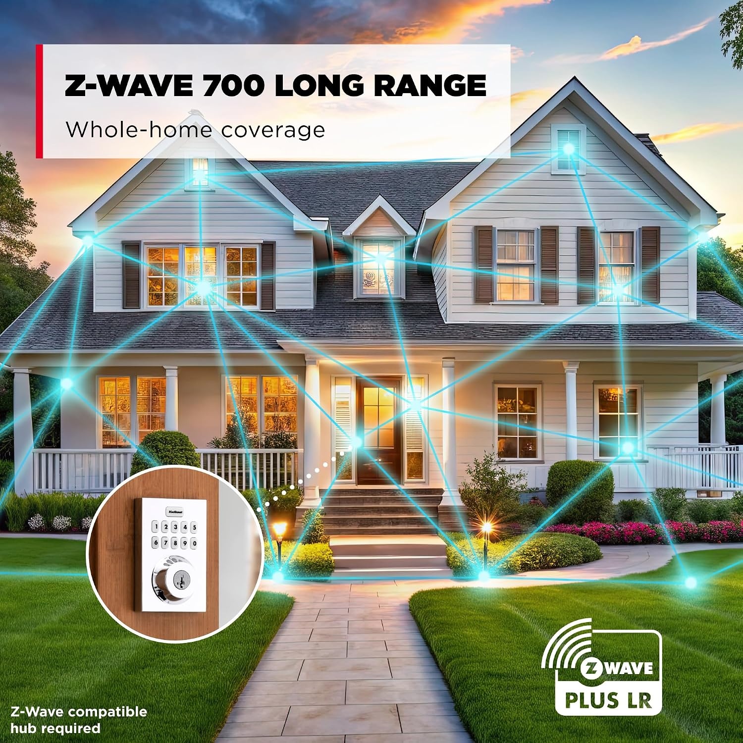 Kwikset Home Connect 620 Smart Lock Deadbolt with Z-Wave Technology, Works with Ring Alarm, Samsung Smartthings and More, Z-Wave Hub Required, Contemporary Design in Satin Nickel(Polished Chrome)