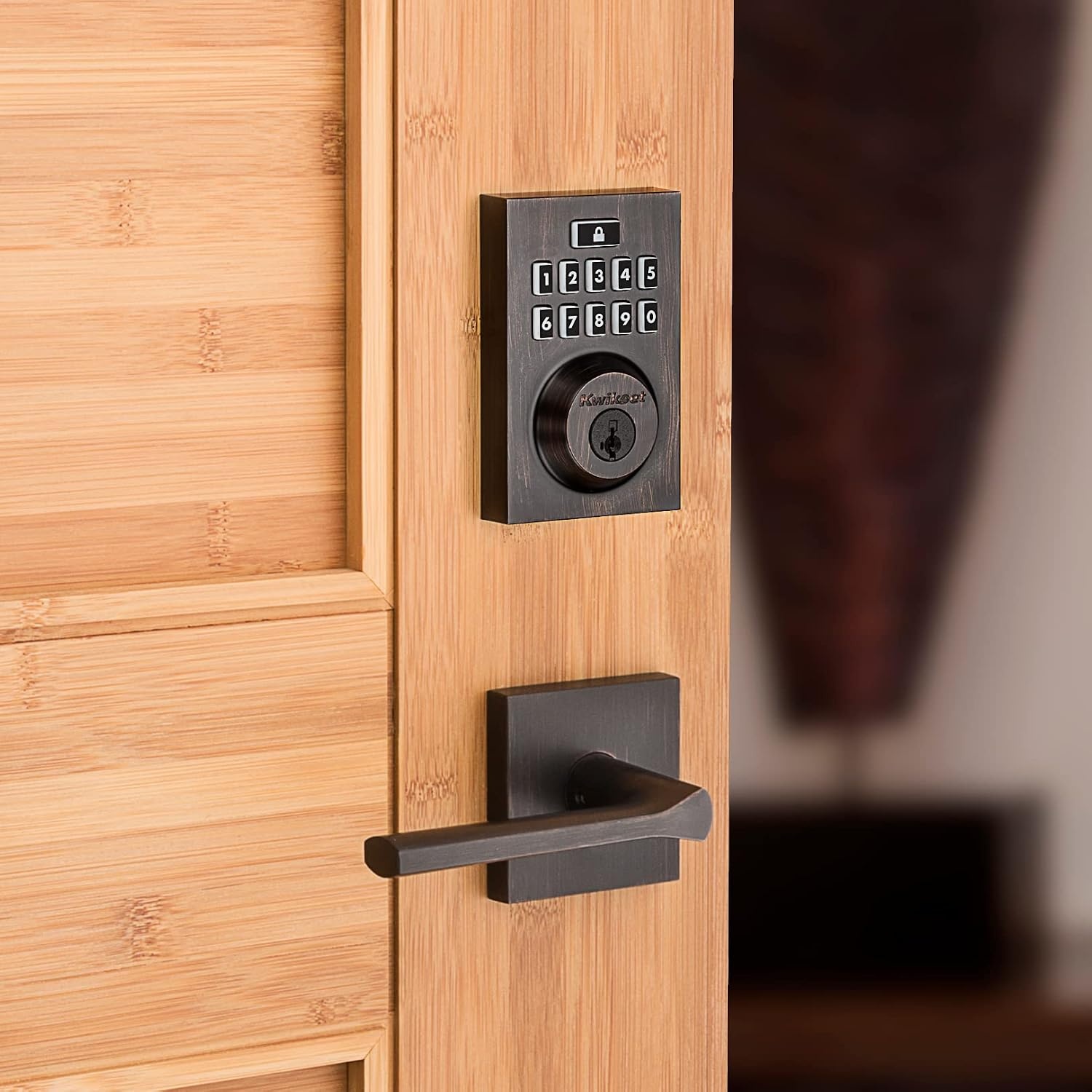 Kwikset 914 Contemporary Keypad SmartCode Electronic Deadbolt Smart Lock featuring SmartKey Security and ZigBee 3.0 Technology in Venetian Bronze(Venetian Bronze)