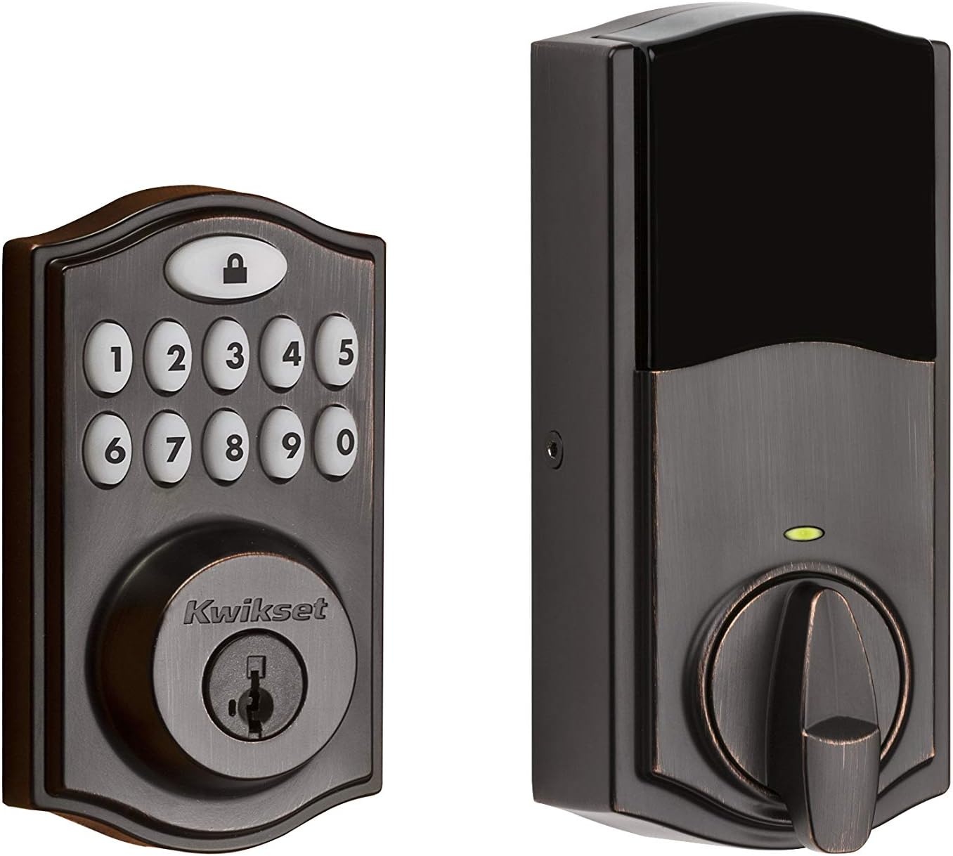 Kwikset 914 Contemporary Keypad SmartCode Electronic Deadbolt Smart Lock featuring SmartKey Security and ZigBee 3.0 Technology in Venetian Bronze(Venetian Bronze)