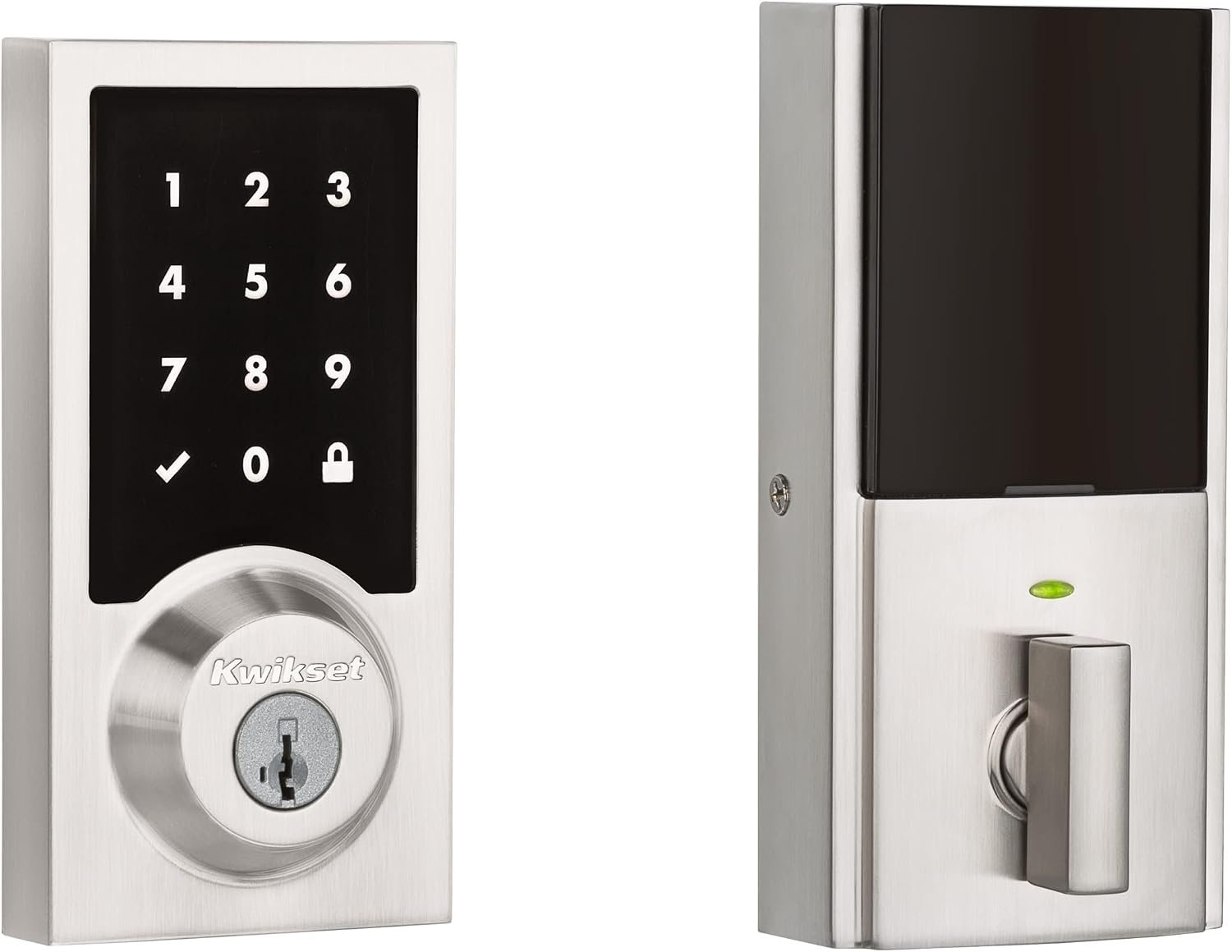 Kwikset 99160-016 SmartCode 916 Modern Contemporary Touchscreen Smart Lock Deadbolt featuring SmartKey Security and Z-Wave Plus, Satin Nickel