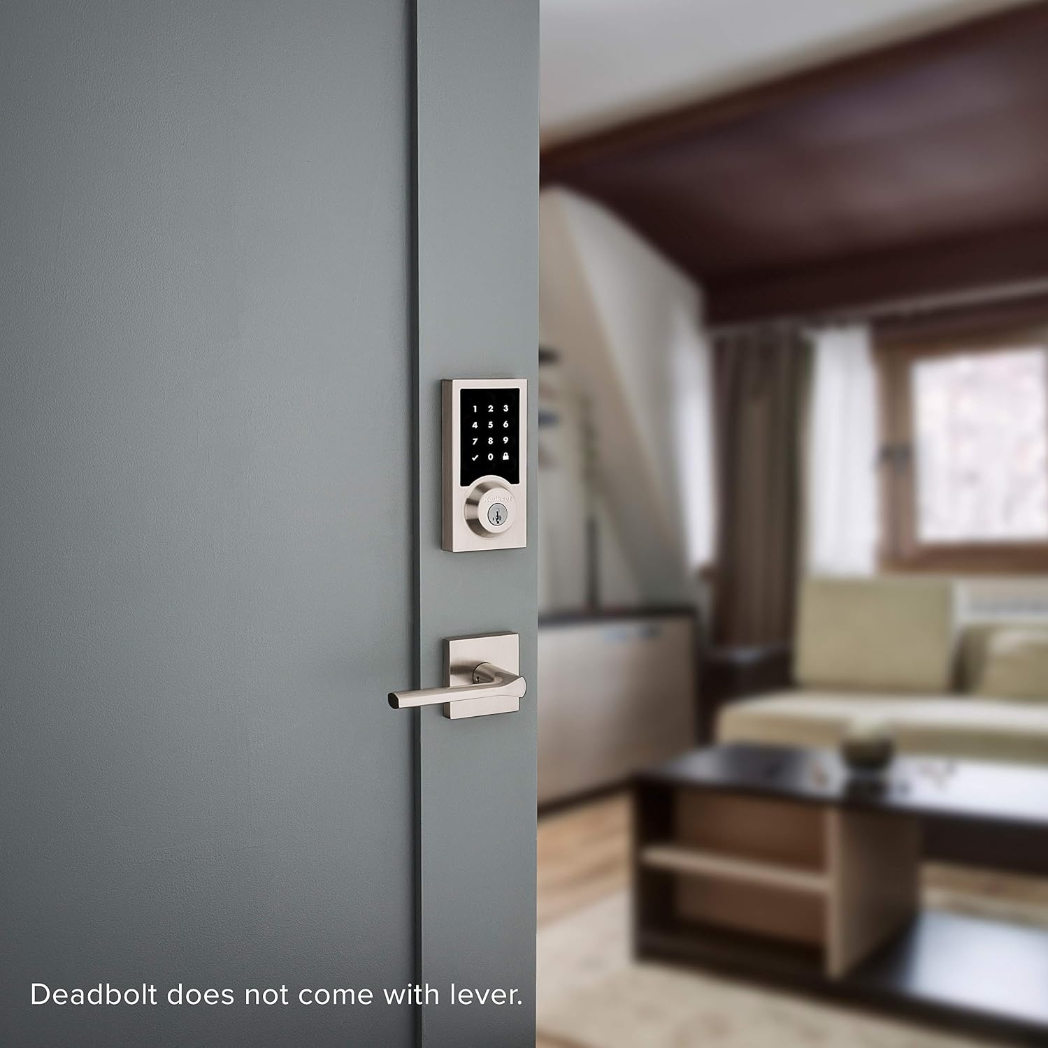 Kwikset 99160-016 SmartCode 916 Modern Contemporary Touchscreen Smart Lock Deadbolt featuring SmartKey Security and Z-Wave Plus, Satin Nickel