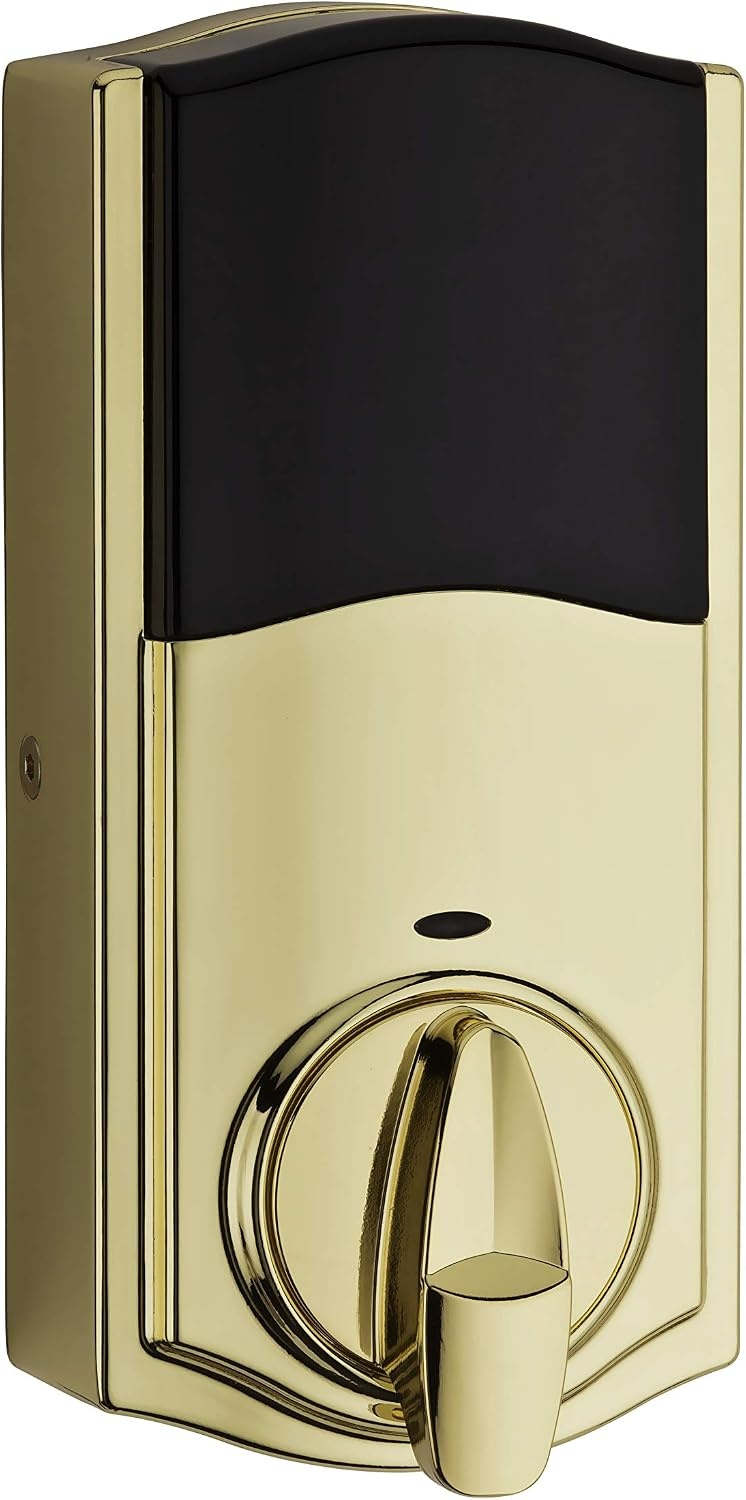 Kwikset 916 Keyless Entry Touchscreen SmartCode Electronic Deadbolt Smart Lock Featuring SmartKey Security and ZigBee 3.0 Technology in Contemporary Venetian Bronze, Zigbee Hub Sold Separately(Polished Brass)