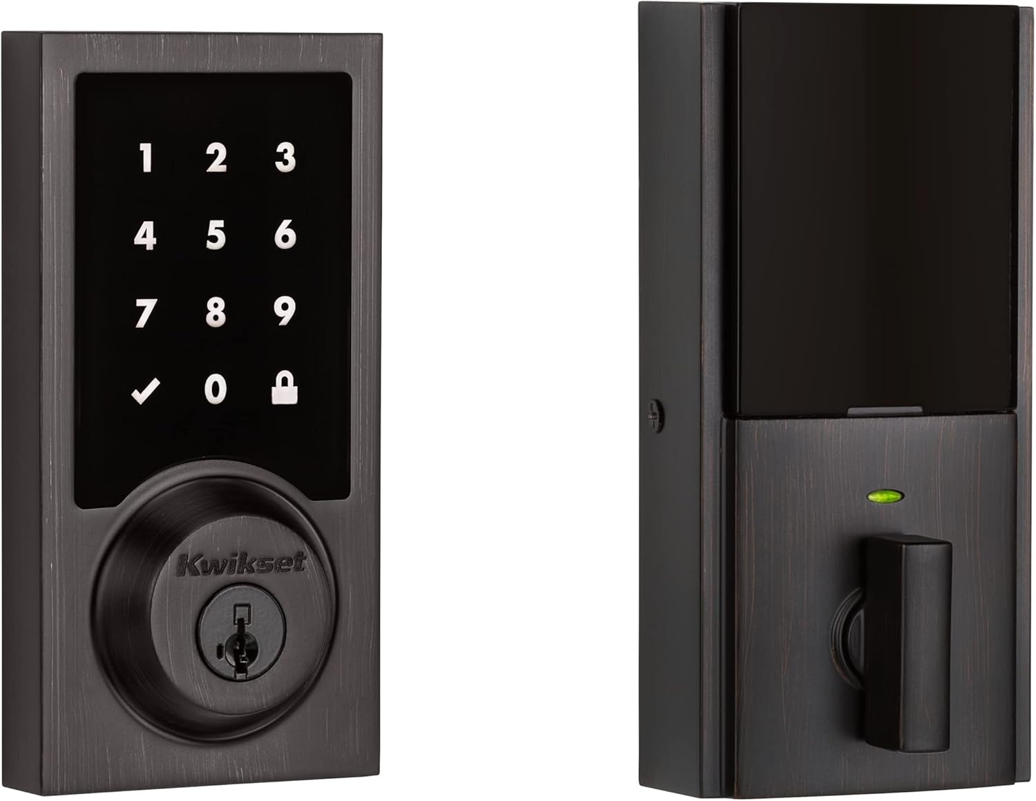 Kwikset 99160-017 SmartCode 916 Contemporary Smart Lock Touchscreen Electronic Deadbolt Front Door Lock with SmartKey Security and Z-Wave Plus in Venetian Bronze
