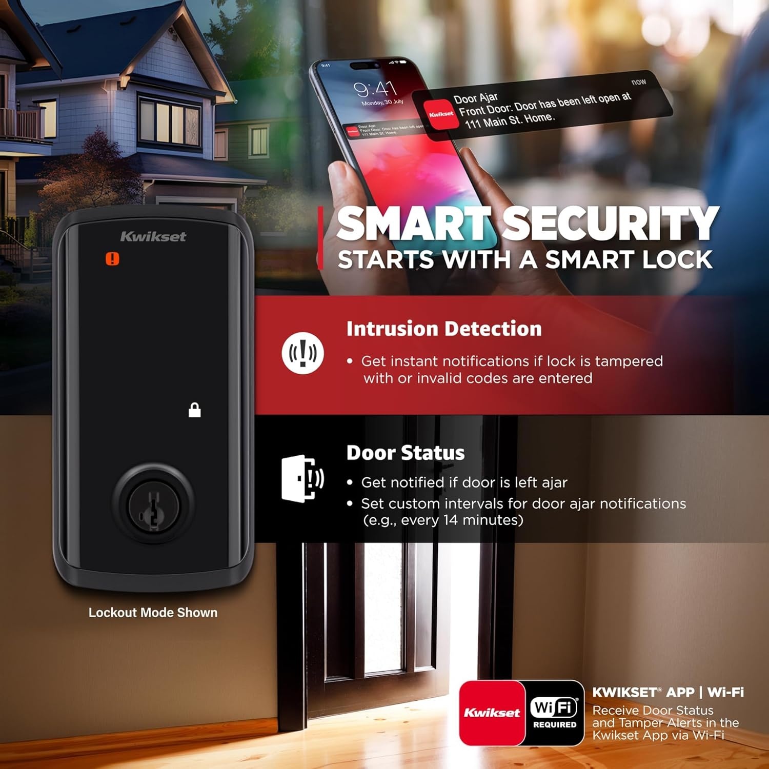 Kwikset Halo Select Plus Satin Nickel Touchscreen Apple Home Keys Tap-to-Unlock, Wi-Fi and Matter Enabled Smart Lock Deadbolt with Door Status Sensor and Intrusion Detection(Matte Black)