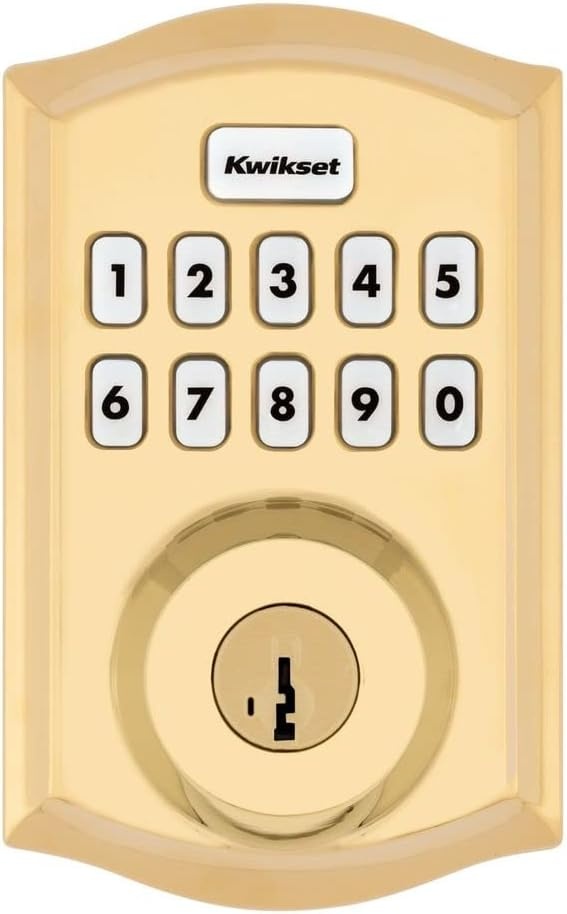 Kwikset Home Connect 620 Smart Lock Deadbolt with Z-Wave Technology, Works with Ring Alarm, Samsung Smartthings and More, Z-Wave Hub Required, Contemporary Design in Satin Nickel(Polished Brass)