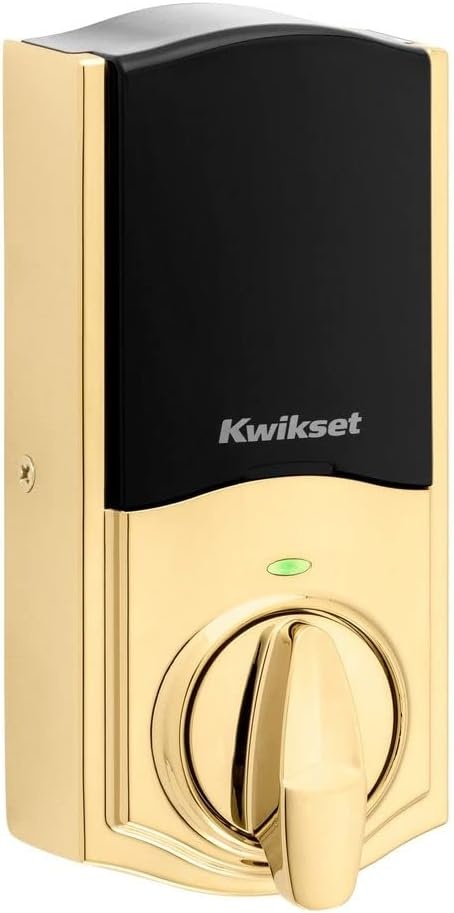 Kwikset Home Connect 620 Smart Lock Deadbolt with Z-Wave Technology, Works with Ring Alarm, Samsung Smartthings and More, Z-Wave Hub Required, Contemporary Design in Satin Nickel(Polished Brass)