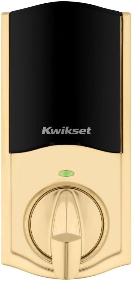 Kwikset Home Connect 620 Smart Lock Deadbolt with Z-Wave Technology, Works with Ring Alarm, Samsung Smartthings and More, Z-Wave Hub Required, Contemporary Design in Satin Nickel(Polished Brass)