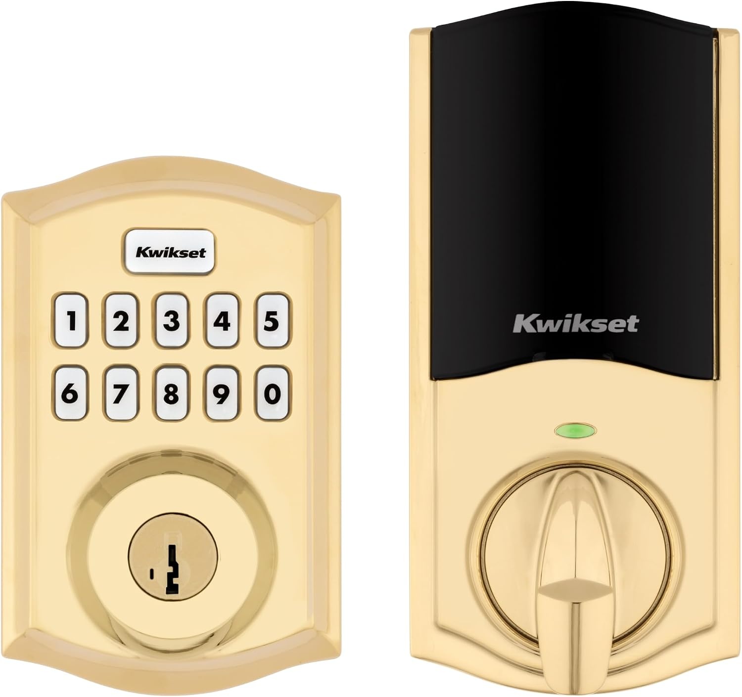 Kwikset Home Connect 620 Smart Lock Deadbolt with Z-Wave Technology, Works with Ring Alarm, Samsung Smartthings and More, Z-Wave Hub Required, Contemporary Design in Satin Nickel(Polished Brass)