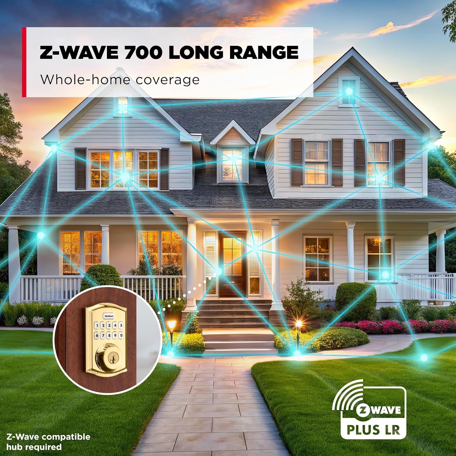 Kwikset Home Connect 620 Smart Lock Deadbolt with Z-Wave Technology, Works with Ring Alarm, Samsung Smartthings and More, Z-Wave Hub Required, Contemporary Design in Satin Nickel(Polished Brass)
