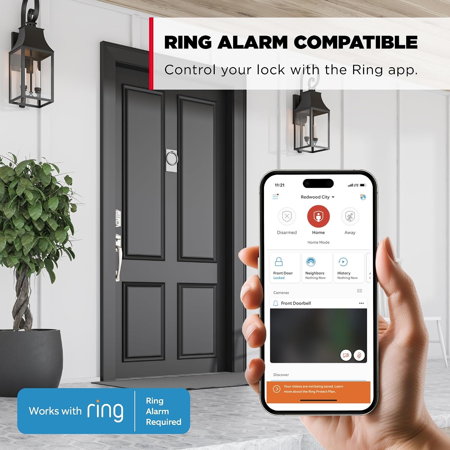 Kwikset Home Connect 620 Smart Lock Deadbolt with Z-Wave Technology, Works with Ring Alarm, Samsung Smartthings and More, Z-Wave Hub Required, Contemporary Design in Satin Nickel(Polished Brass)