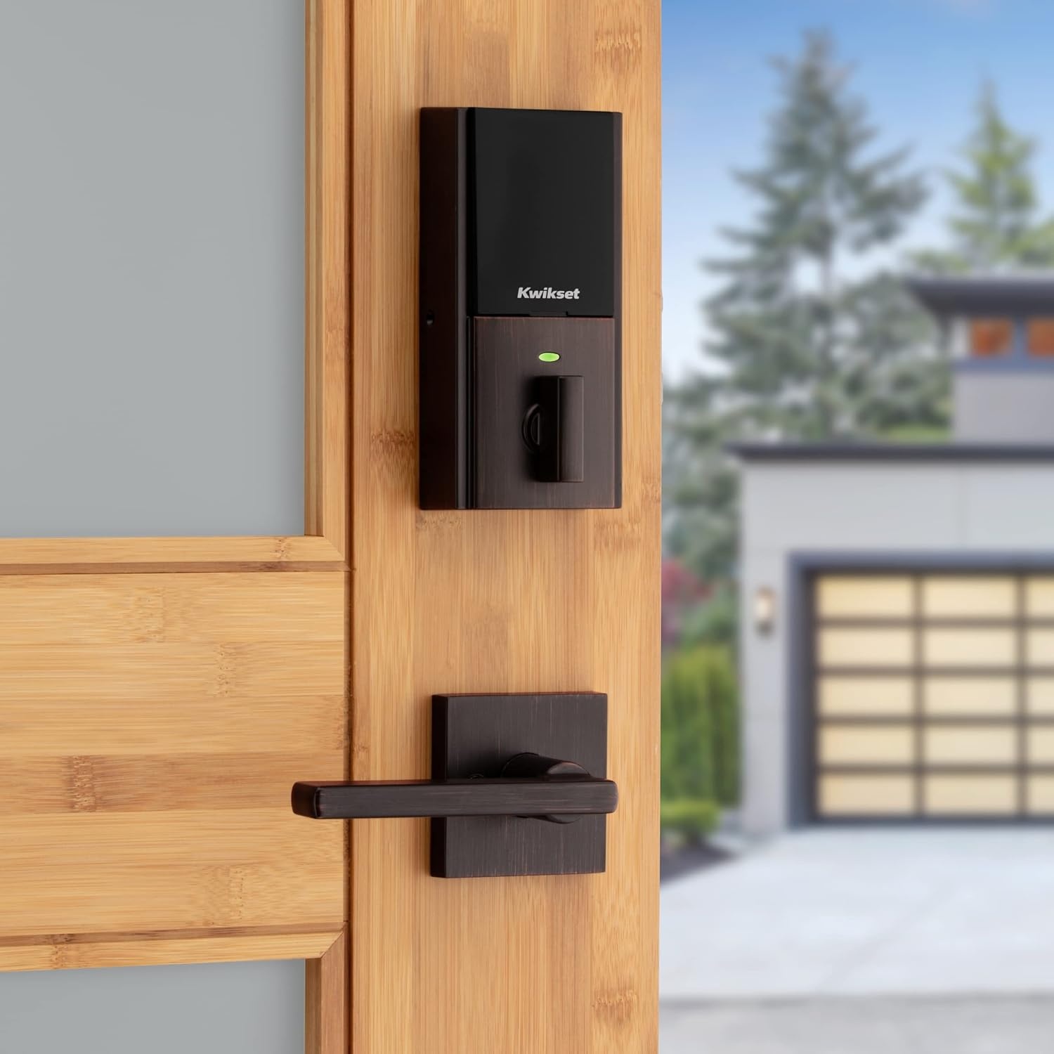 Kwikset Home Connect 620 Smart Lock Deadbolt with Z-Wave Technology, Works with Ring Alarm, Samsung Smartthings and More, Z-Wave Hub Required, Contemporary Design in Satin Nickel(Venetian Bronze)