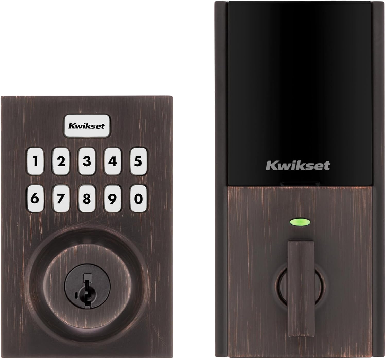 Kwikset Home Connect 620 Smart Lock Deadbolt with Z-Wave Technology, Works with Ring Alarm, Samsung Smartthings and More, Z-Wave Hub Required, Contemporary Design in Satin Nickel(Venetian Bronze)