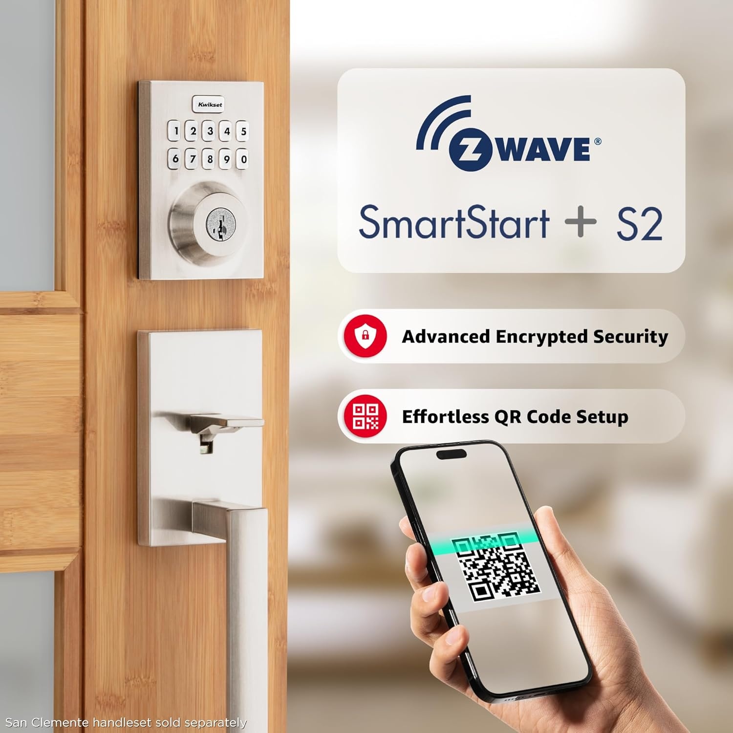 Kwikset Home Connect 620 Smart Lock Deadbolt with Z-Wave Technology, Works with Ring Alarm, Samsung Smartthings and More, Z-Wave Hub Required, Contemporary Design in Satin Nickel(Satin Nickel)
