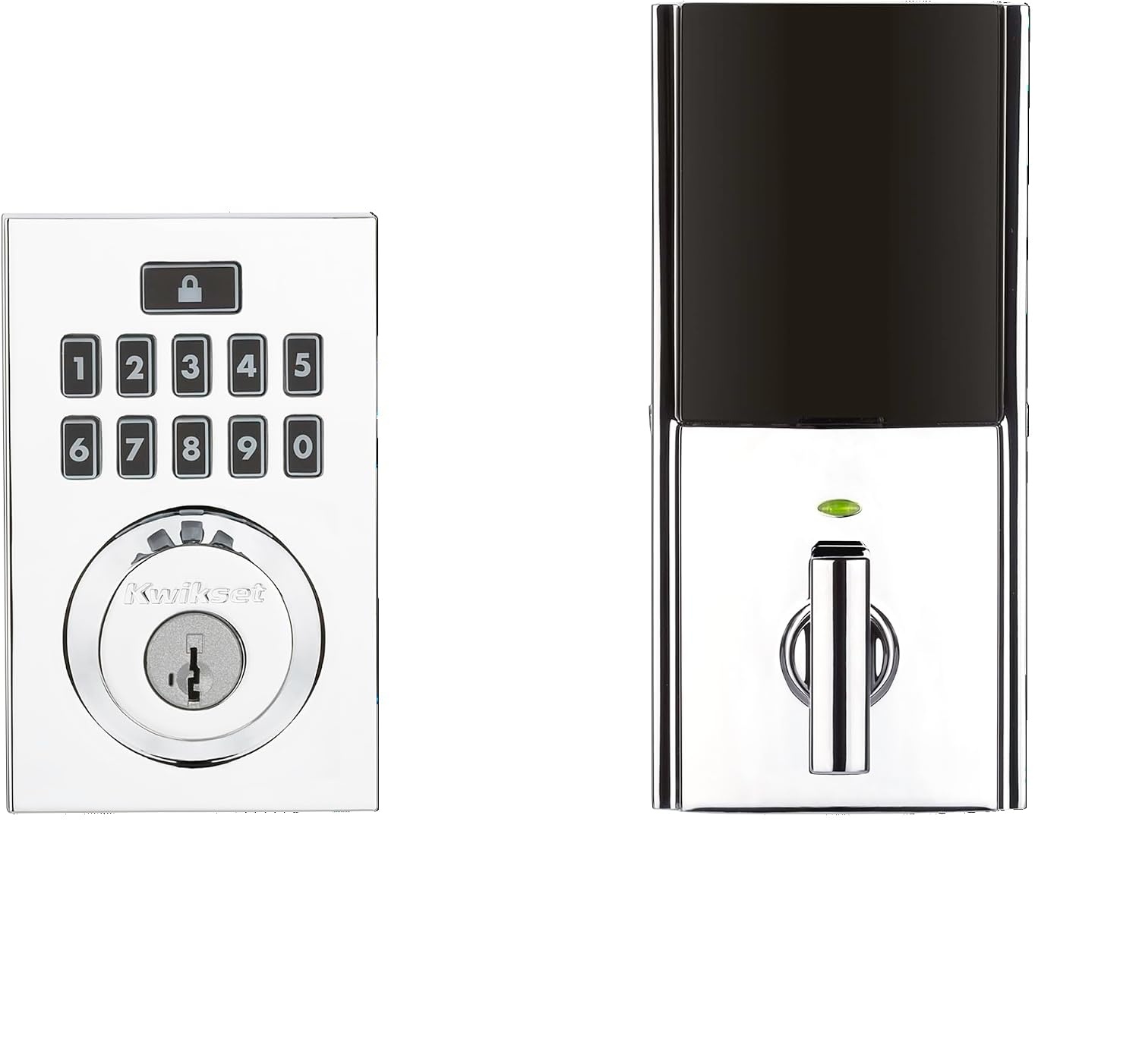 Kwikset 914 Contemporary Keypad SmartCode Electronic Deadbolt Smart Lock featuring SmartKey Security and ZigBee 3.0 Technology in Venetian Bronze(Polished Chrome)