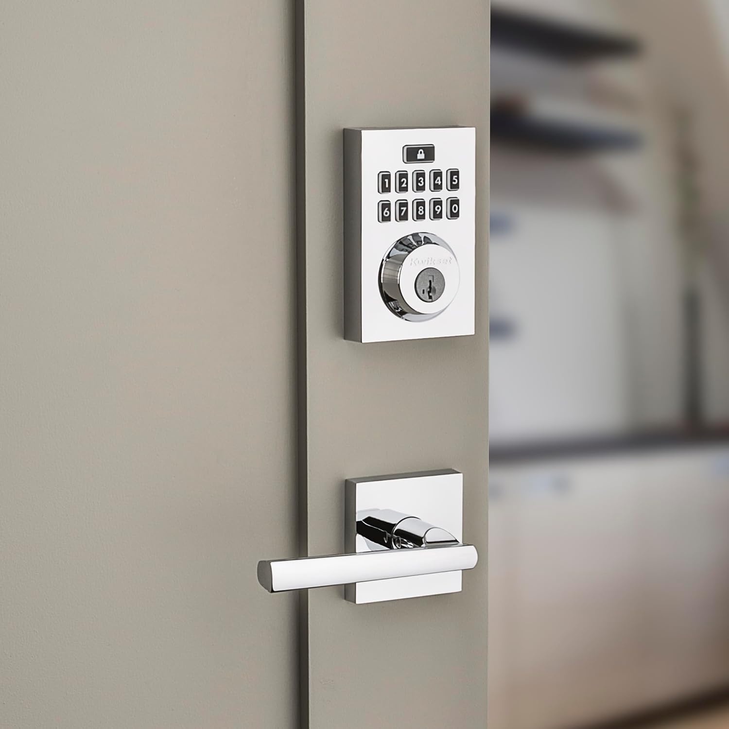 Kwikset 914 Contemporary Keypad SmartCode Electronic Deadbolt Smart Lock featuring SmartKey Security and ZigBee 3.0 Technology in Venetian Bronze(Polished Chrome)