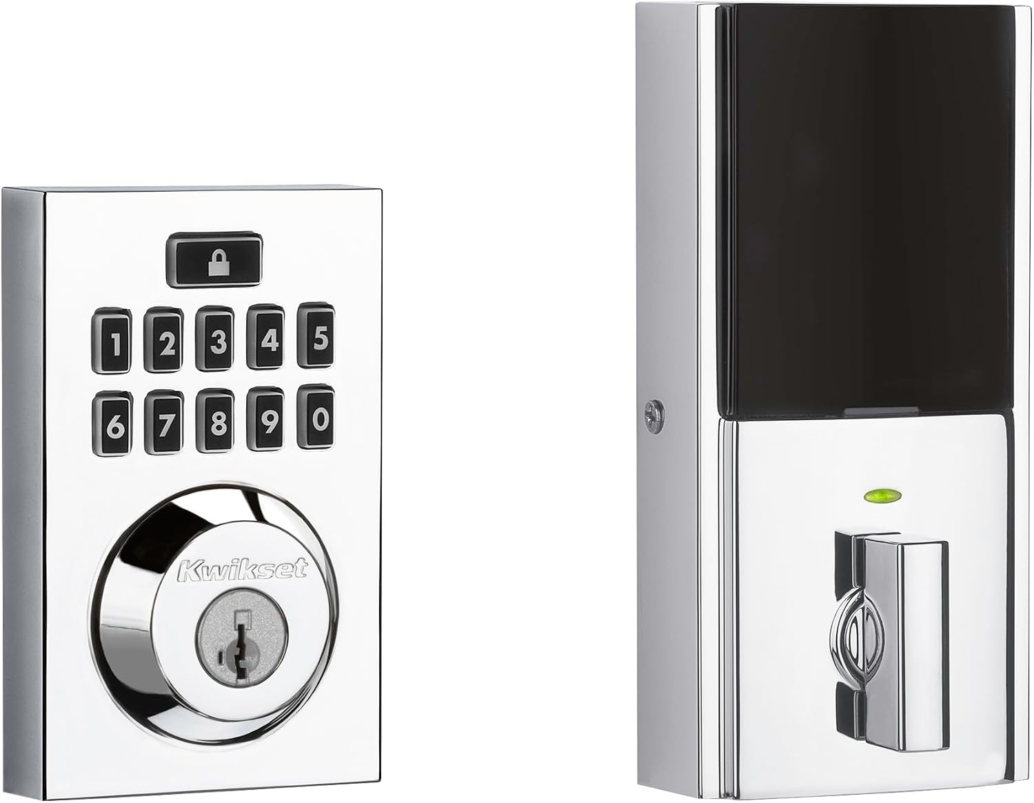 Kwikset 914 Contemporary Keypad SmartCode Electronic Deadbolt Smart Lock featuring SmartKey Security and ZigBee 3.0 Technology in Venetian Bronze(Polished Chrome)