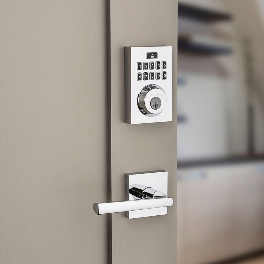 Kwikset 914 Contemporary Keypad SmartCode Electronic Deadbolt Smart Lock featuring SmartKey Security and ZigBee 3.0 Technology in Venetian Bronze(Polished Chrome)