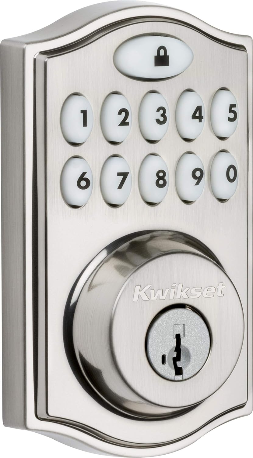 Kwikset 914 Traditional Keypad SmartCode Electronic Deadbolt Smart Lock featuring SmartKey Security and ZigBee 3.0 Technology in Satin Nickel((Pack of 2))