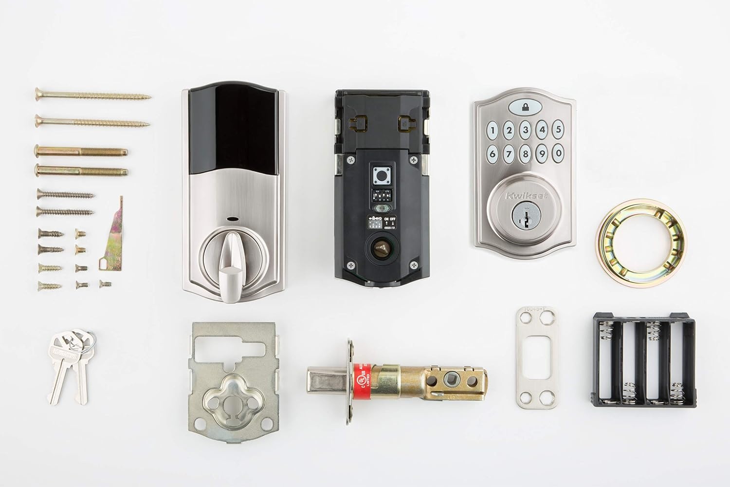 Kwikset 914 Traditional Keypad SmartCode Electronic Deadbolt Smart Lock featuring SmartKey Security and ZigBee 3.0 Technology in Satin Nickel((Pack of 2))